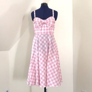 Pink white gingham Eliza J dress with pockets